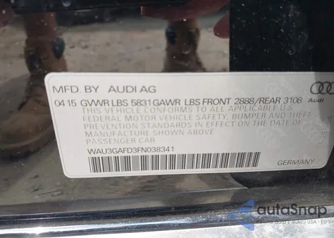 2015 Audi A8 L 3.0T из США, поврежденный, VIN WAU3GAFD3FN038341